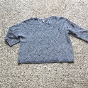 J. Jill Light Blue Heather Gray Cable Knit Sweater